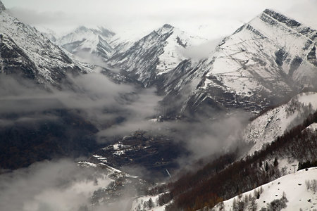 High mountain landscape in hazy weather