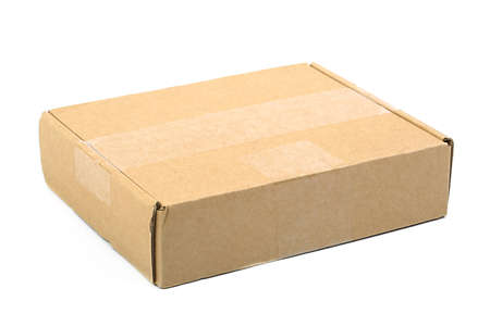 Open cardboard box on white backgroundの写真素材