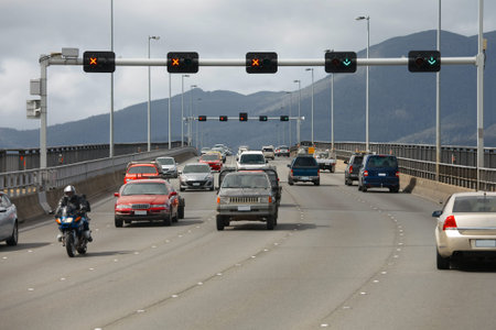 Highway bridge with cars passing by