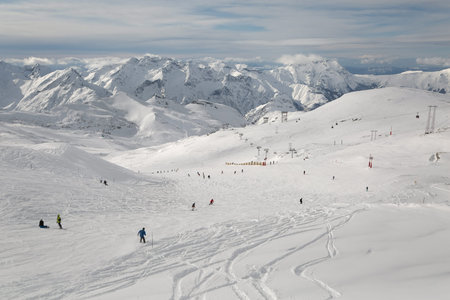 Skiing slopes, majestic Alpine landscape