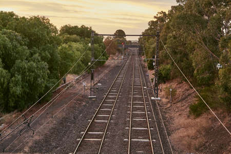 Railway tracks to the distanceの写真素材