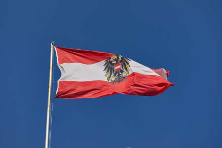 Austrian Flag In The Windの写真素材
