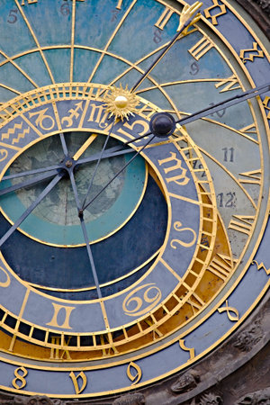 Old astronomical clock detail