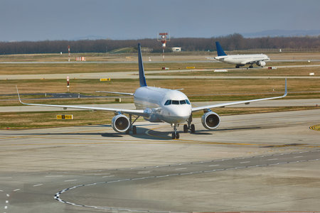 Airliner at an airport taxiway