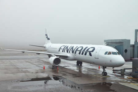Finnair plane at the airportのeditorial素材