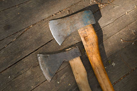 Two Axes on the groundの写真素材