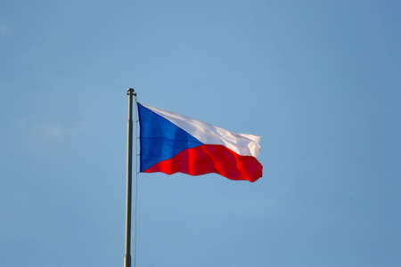 Czech Flag In The Windの写真素材