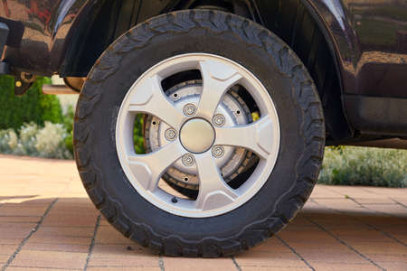 Wheel of a 4x4 vehicleの写真素材