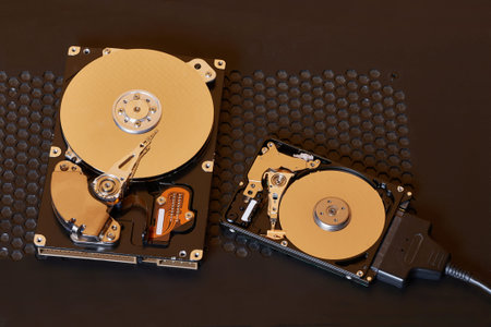 A 3.5 inch desktop and a 2.5 inch laptop hard disk side by side