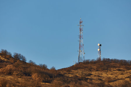 Transmitter towers on a hill