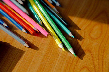 Color pencils on the desk