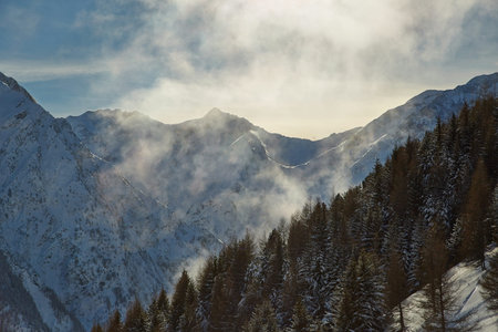 Skiing slopes from the top