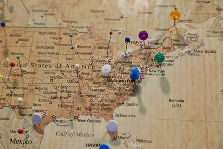 Map with pinsの写真素材