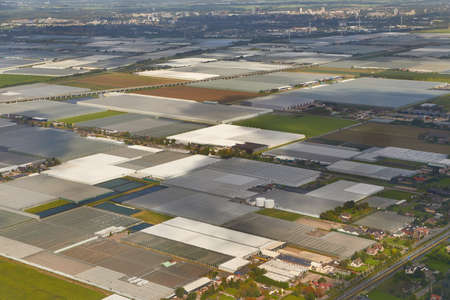 Greenhouse farming from aboveの写真素材