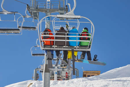 Skiing slopes from the liftの写真素材