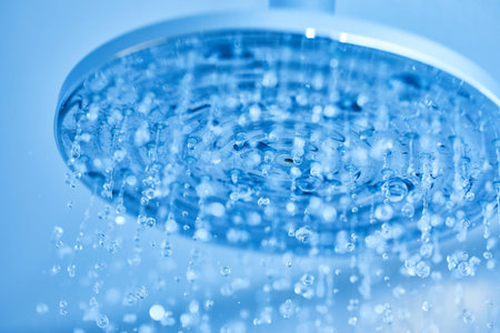 Shower water flowing