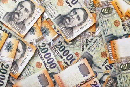 Banknotes Background, Hungarian Forintsの写真素材