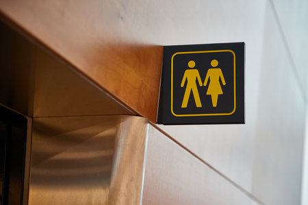 Toilet sign in a building