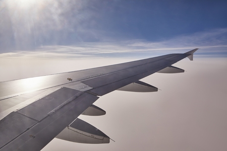 Flying on a planeの写真素材