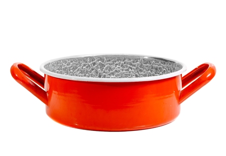 Red pot isolated on white backgroundの写真素材
