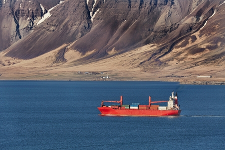 Container ship in Icelandの写真素材