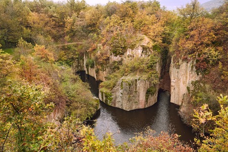 Lake between cliffsの写真素材