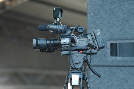 Professional TV camera at a showの写真素材