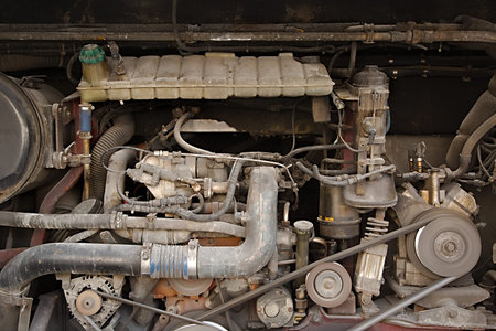 Detail of a big bus engine