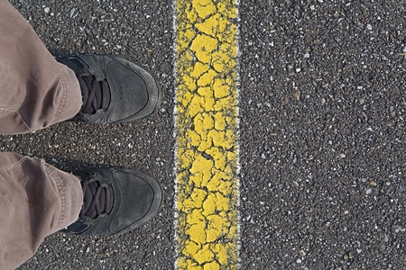 Standing behind the lineの写真素材