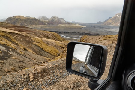 Side view mirror, Iceland driveの写真素材