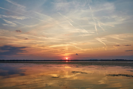Sunset over a lake