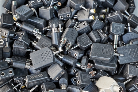 Audio adapters pileの写真素材