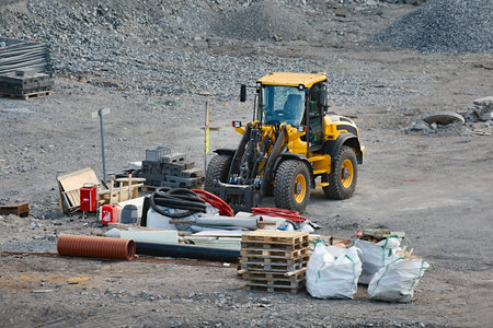 Construction site with machine