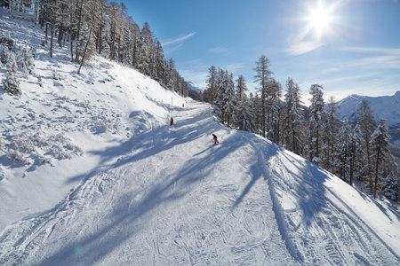 Skiing slopes from the top