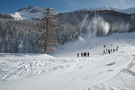 Skiing slopes from the top