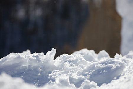Snow detail glimmering in sunlight