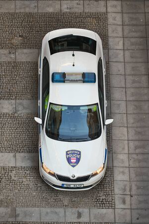 Police car on the streetsのeditorial素材