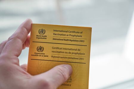 Vaccination certificate shown at immigration controlのeditorial素材