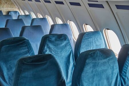 Airliner interior old seatsの写真素材