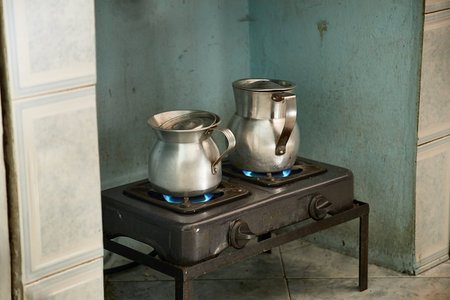 Making coffe on an old stove
