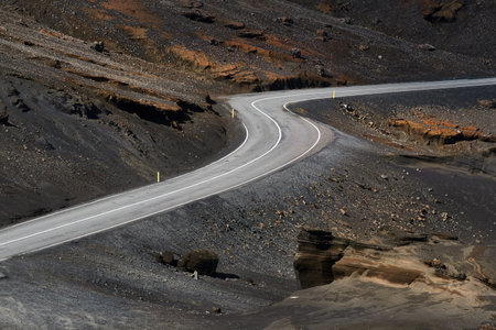 Strange landscapes and roads of Icelandの写真素材