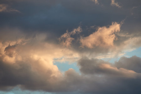 Clouds gathering in the sky with twilight glow