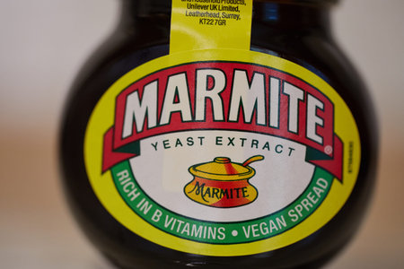 Jar of Marmite on a table