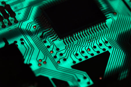 Circuit board electronics technology closeup