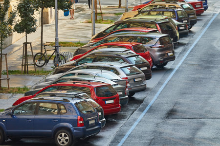 Cars parked ion a street