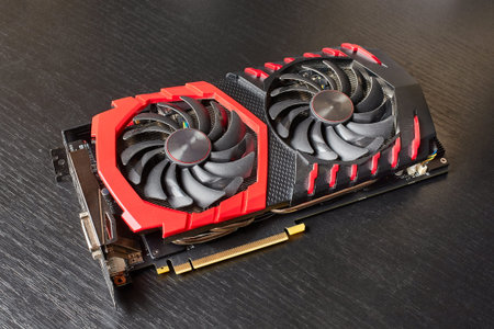 Computer graphics card with cooler fans