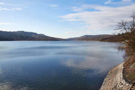 Rippling water lake surface near Brno Damの写真素材
