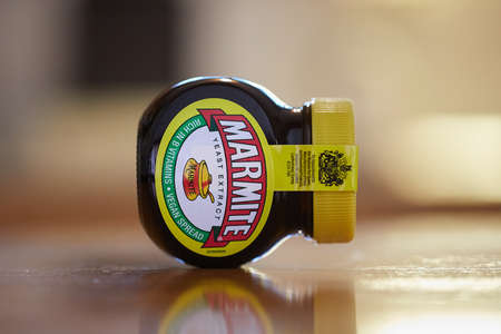 Jar of Marmite on a tableのeditorial素材
