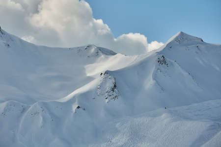 Mountains covered with snowの写真素材