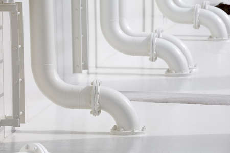 Water pipes of a pumping stationの写真素材